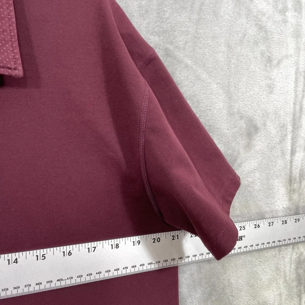 BYLT Lux Polo Shirt Mens Large Maroon Drop Cut Stretch Short Sleeve